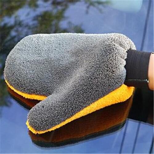 1pc Velvet Car Wash Gloves Car Cleaning Care Mitt Lined with Waterproof Furniture Glass Dust Plush Cleaner Washer