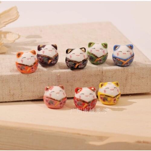 10pcs/set Lucky cat Fortune Cat pendant ceramic DIY Cute jewelry Earring bracelet Material