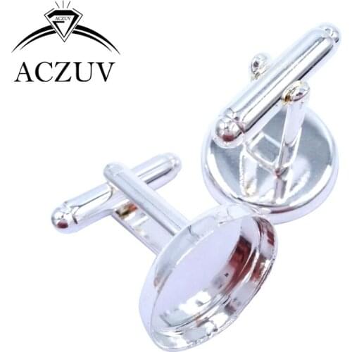 100Pcs 12mm 14mm 16mm 18mm 20mm 25mm Silver Plated Round Bezel Blank Cufflinks Blanks Findings Cuff Links Settings CL002