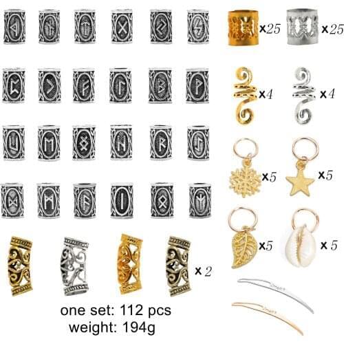 112 pcs Dreadlocks Beads Metal Hair Cuffs Hair Rings Shell Charms Hair Coils Braiding Hair Pendants Decoration Clips