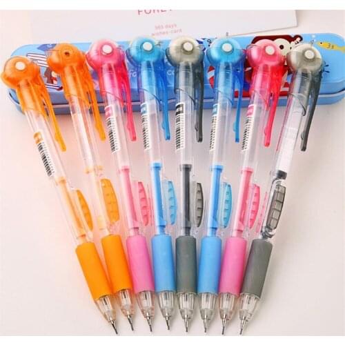 20pcs / lot ,0.7mm mechanical pencils with rubber , Novelry transparent retractable pencil for school & office writing