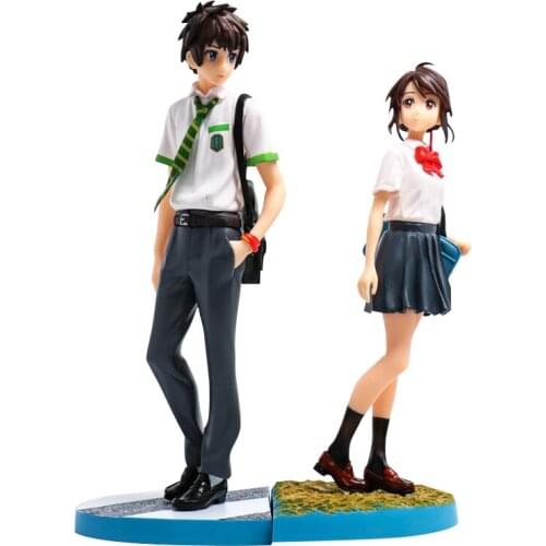 Anime your name Tachibana Taki High school students Miyamizu Mitsuha Uniforms PVC action figure 18CM Collection Model Doll Gifts