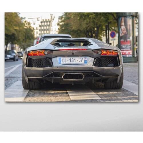 SportsCar Aventador Back view Super Car Vehicle Decorative paintings Canvas Wall Art Posters and Prints for Living Room Decor