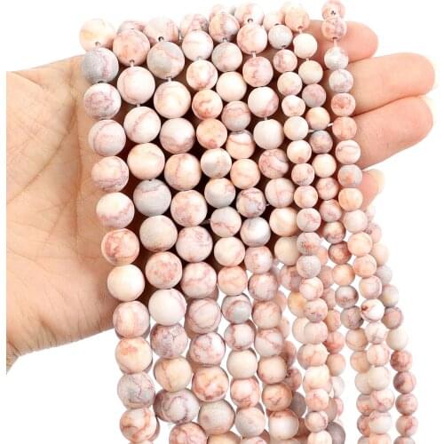 Natural Stone Beads Frosted Red Network Stone Round Loose Beads for Jewelry Making Needlework Bracelet DIY 4-12 MM