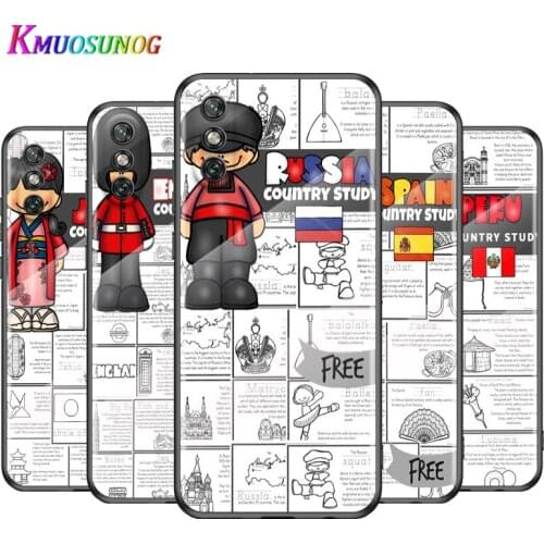 Cute World Children For Huawei Y6 Y7 Y9 Y5P Y6P Y8S Y8P Y9A P Smart Z 2019 2020 2021Tempered Glass Cover Phone Case