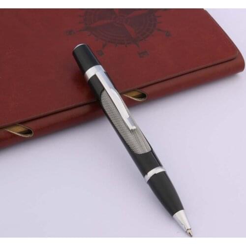 BLACK Wire mesh design Silver Trim Standard metal ballpoint Pen Stationery Office school supplies