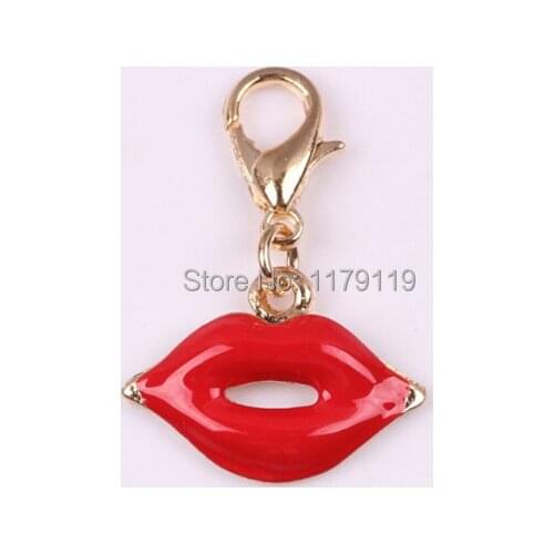 Colorized Lips Floating Lockets Dangle For Living Temptation Red Lip Charms&Dangle CM103