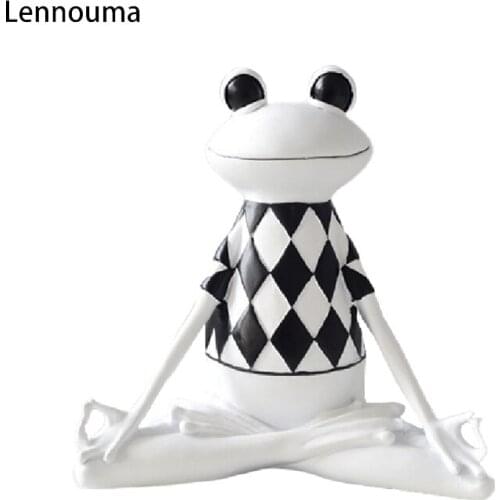 Lennuoma Resin Yoga Frog Figurines Garden Crafts Decoration Desktop Animal Ornaments Room Interior Home Decor Accessories