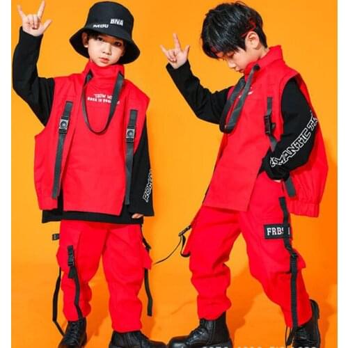 Kid Cool Hip Hop Clothing Black Grahphic Tee Oversized T Shirt Tops Tactical Cargo Pants for Girl Boy Jazz Dance Costume Clothes