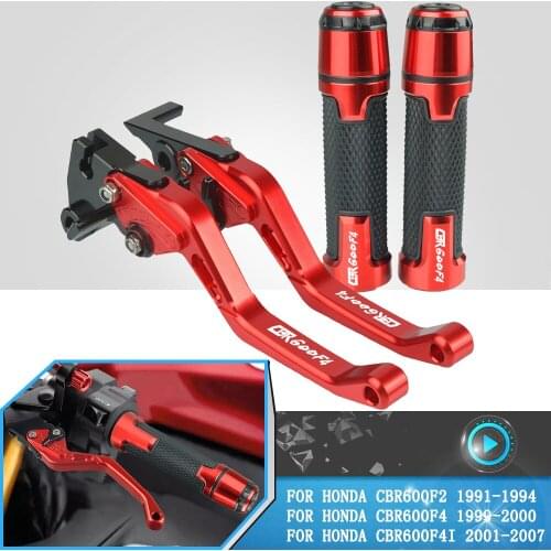 For Honda CBR600F2 CBR600F4 CBR600F4i CBR 600 F2 F4 F4I 2001-2007 Motorcycle CNC Adjustable Brake Clutch Levers+Grip Accessories