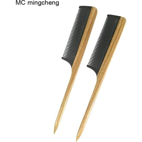 MC Green Sandalwood Hair Comb Professional Makeup Hairstyle Detangling Shampoo Brush Ox Horn Wood Massage Beauty Combs