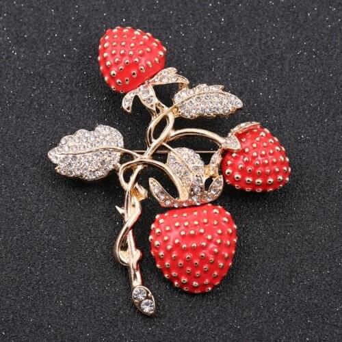Stawberry rhinestones bead brooch patches for clothing parches termoadhesivos para ropa apliques de roupa