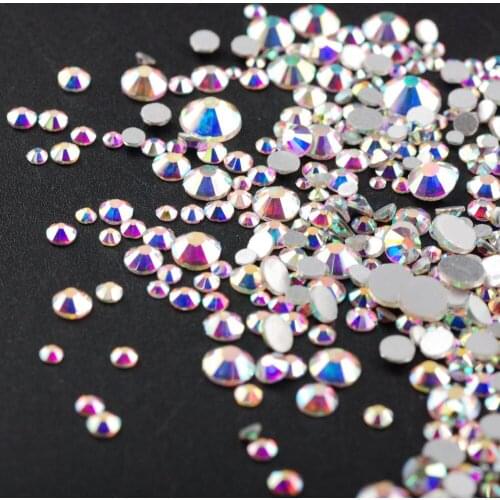 Small Size Nail Art Rhinestone Crystal AB Glass Diamond SS4-SS30 Clear Glue On For Manicure Art Decorations 1000pcs/lot