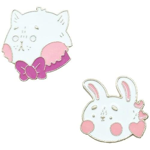 Cartoon Cute Animal Enamel Brooch Pin Accessories Gentelman Cat with Cravat litttle rabbit brooch Badge gift boys and girls