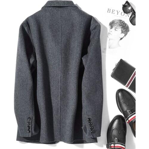 2020 New Mens Wool Coat Korean Double-sided Woolen Jacket Overcoat Mens Coats and Jackets Gray D-19-00818-3 KJ3013