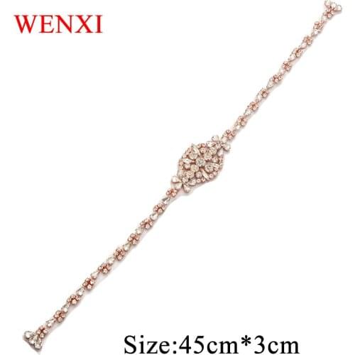 Wholesale (10pcs)Hand Bridal Beaded Rhinestone Appliques For Wedding Dress Sash All The Way Crystal Applique Sew On Dress Belt