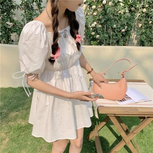 Dresses Women Bandage Tender Solid Casual Holiday Summer Mini Fashion All-match Streetwear Ulzzang Retro Sweet Vestidos De Mujer