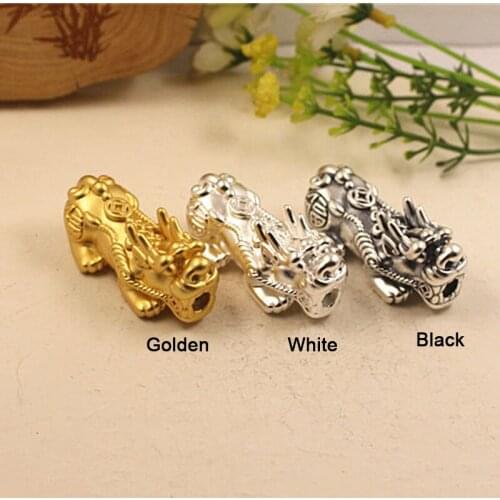 1PCS S925 Sterling Silver Pendant Luck Bless Chinses Knot Coin Pixiu Bead DIY Bead / 24x11x9mm / 3.5mm Hole