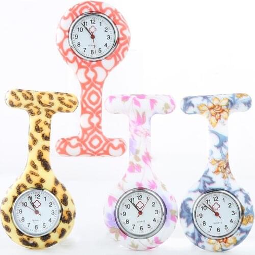 Portable printNumerals Round Dial Silicone Nurse Watch Brooch Tunic Numerals Watch ladies women doctor Medical watches Christma