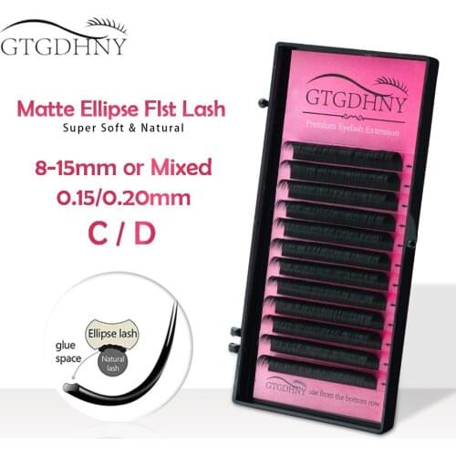 New Matte Flat Eyelash Extensions Individual 0.15 0.20 Softer Ellipse Flat Lashes Split Tips Ligher Volume Supplies Wholesale