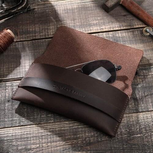 Luxury vintage genuine cowhide leather small coin purse women casual glasses Cases retro pencil cases mini bags