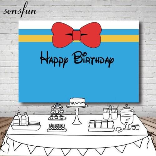 Sensfun Bow Princess Theme Girls Birthday Party Backdrops For Photography Sky Blue Red Yellow Background Custom Photo Studio