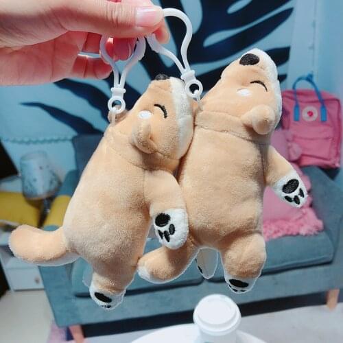 Cute Mengchai dog doll lying on the dog with a plush key fob doll doll doll