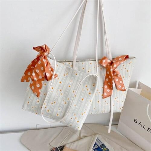 New Retro Womens Shoulder Bag Simple Floral Print Canvas Bags Female Large Capacity Handbag