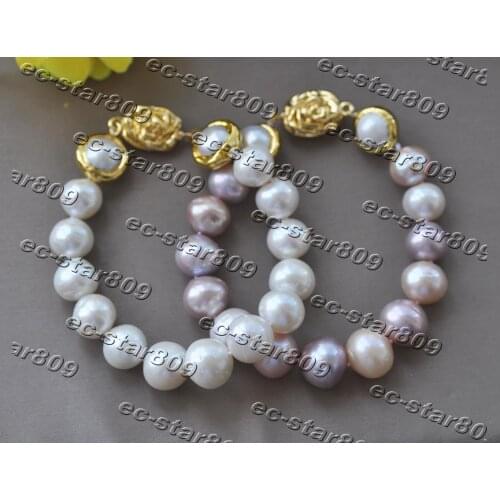 Z11299 8" 13mm Multicolor Round Edison KESHI Pearl Gold-Plating Bracelet Women Fine Jewelry