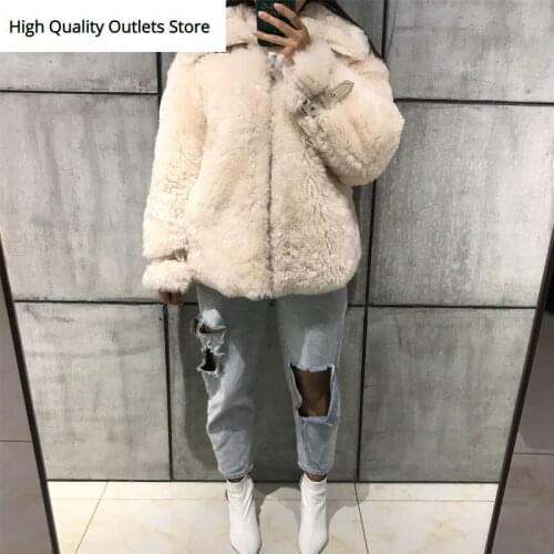 Ladies shearling jacket women real leather jacket suede coat lamb fur jacket