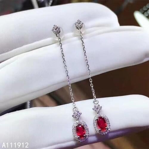 KJJEAXCMY fine jewelry natural Ruby 925 sterling silver women gemstone earrings support test luxury