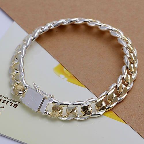 H091 925 Delicate Silver Color Bracelets For Women Charm Fashion Jewelry 10mm Square Lock Bracelet /aeiaivpa Awoajnva