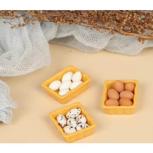 1:12 Dollhouse Miniature Mini Egg with Tray Kitchen Accessories Model Toys 1Set (6*egg with Tray)