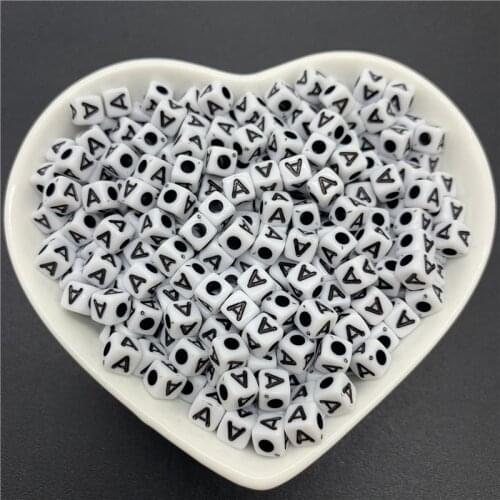 100pcs/Lot 5mm Acrylic Beads Letter A Square Shape Spaced Beads For Jewelry Making DIY Charms Bracelet Necklac