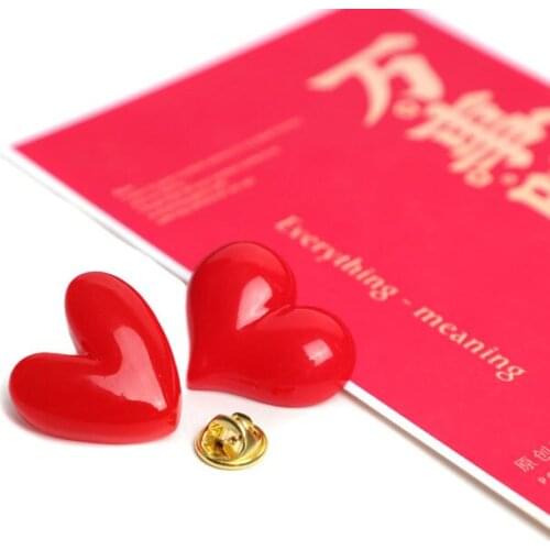2Pcs DIY Brooch Love Red Heart Love Theme Marriage Certificate Clothes Decoration Brooch Accessories Badge Resin Badge Student
