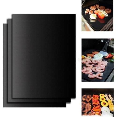 3Pcs Non-stick BBQ Grill Mat 40*33cm Baking Mat Cooking Grilling Sheet Heat Resistance Easily Cleaned Kitchen For Party