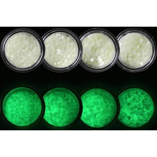 4pcs Luminous Sequins DIY Resin Jewelry Craft Decorations Round Heart Paillette Stuff Luorescent Nail Flakes