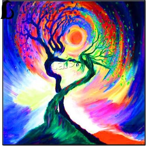 Full round square diamond Embroidered diamond painting abstract heart-shaped tree cross stitch, diamond mosaic home decoration