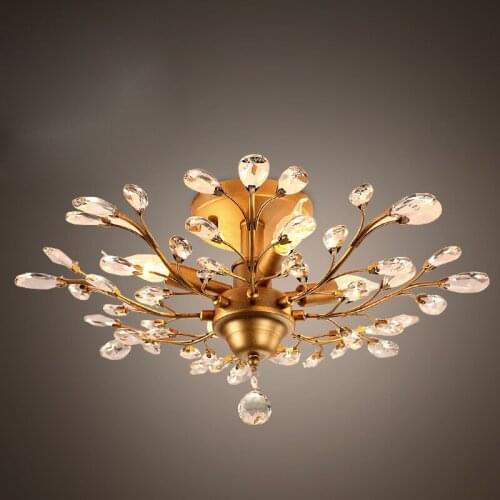 American country retro crystal branches chandelier living room bed room black color gold color E14 110-240V