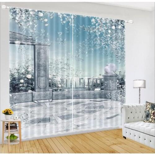 Balcon yIce mountain snow 3D Window Curtain Luxury Blackout Living Room office Bedroom decor Drapes Rideaux Cortina pillowcase