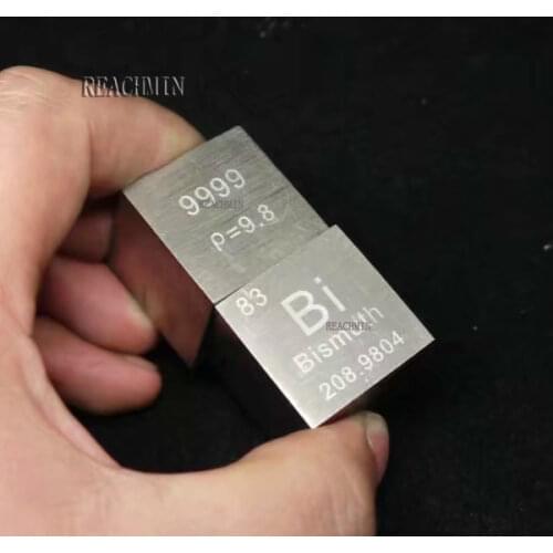 Bismuth metal in the periodic table- Cube one inches and weight is about 161g 99.99