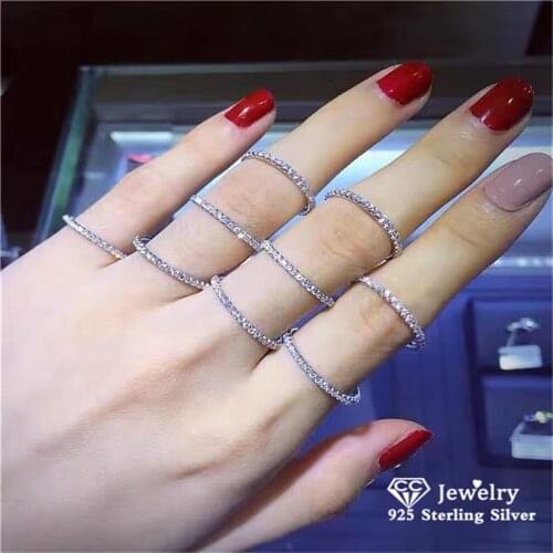 CC S925 Silver Small Cute Ring Rose Gold White Gold Fashion Simple Jewelry Austrian Crystal Row Diamond Rings Wedding Gift CC505