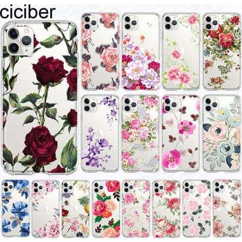 Ciciber Flower Rose Cases Funda For iPhone 12 Case for Iphone 12 XR 11 Pro XS Max 7 X 8 6 6S Plus 5S SE 2020 Silicone Capa Cover