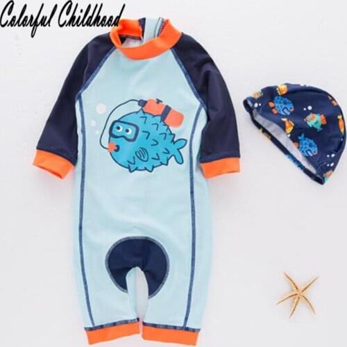 2 3 4 5 6 Years Old Baby Boys Swimwear High Quality Cartoon Puffer Fish Pattern Swimsuit Children Spa Swimsuit