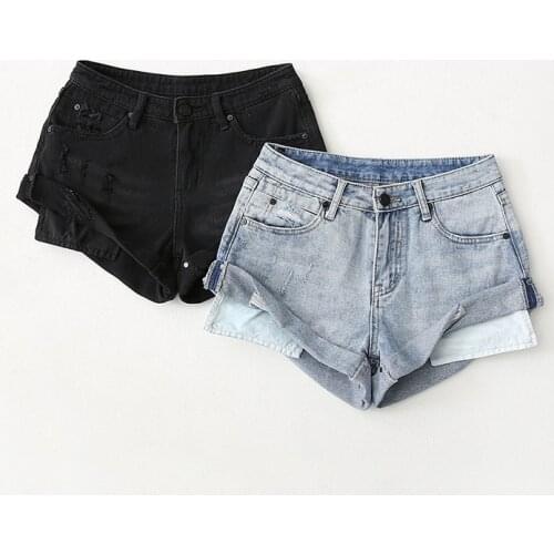 Design sense personalized cuffed open pocket Long Leg Denim Shorts 2021 summer high waist A-line hot pants trend dlzk799