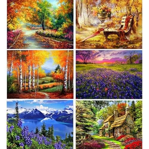 GATYZTORY 5D Diamond Painting Nature Scenery Pictures Of Rhinestones Diamond Embroidery Cross Stitch Sea Mosaic Home Decor