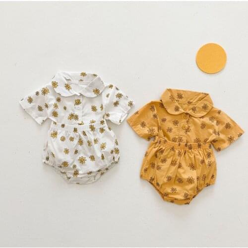 0-3T Newborn Kid Baby Boy Girl Print Clothes set Short Sleeve Floral Top Shirt and Shorts set Cute Summer 2pcs Clothing set