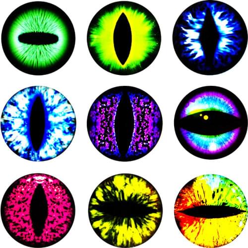 8mm 10mm/12mm/20mm/25mm In Pairs Cat Dragon Eyes Round Glass Cabochon Flatback Photo Jewelry Finding Cameo Pendant Setting