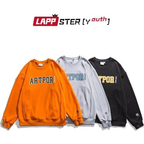 LAPPSTER-Youth Men Korean Harajuku Colorful Sweatshirts 2020 Mens Japanese Streetwear Hoodie Male Solid Kwaii Hip Hop Hoodies