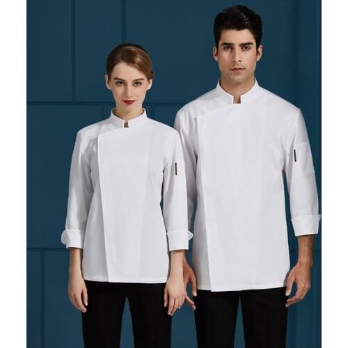 M-5XL Unisex Top Chef Uniform Kitchen Bakery Food Service Waiter Clothes for Cooks Hotel Catering Restaurant Cook Jacket Coat